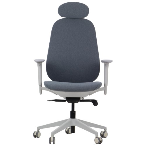Fotel ergonomiczny LARSTON GF szary z wysuw siedziska z zagłówkiem BHP