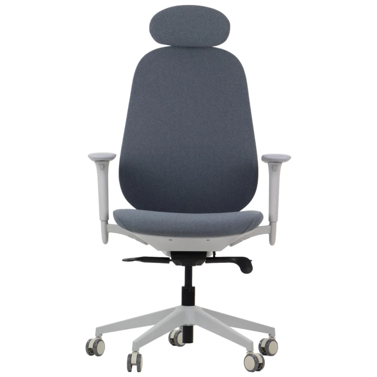 Fotel ergonomiczny LARSTON GF szary z wysuw siedziska z zagłówkiem BHP