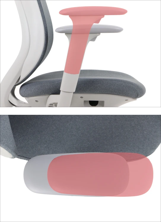 Fotel ergonomiczny LARSTON GF szary z wysuw siedziska z zagłówkiem BHP