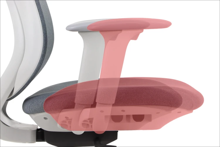 Fotel ergonomiczny LARSTON GF szary z wysuw siedziska z zagłówkiem BHP