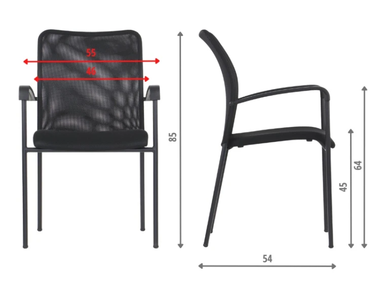 Krzesło konferencyjne HN-7501/BK czarne tapicerowane