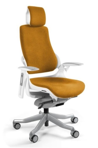 Fotel ergonomiczny WAU biały stelaż  tkanina PL03 Carmel - karmel.jpg