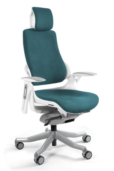 Fotel ergonomiczny WAU biały stelaż tkanina PL04 Teal - odcień turkusu.jpg