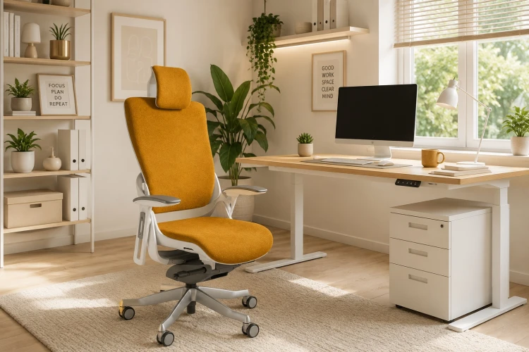 Fotel ergonomiczny WAU 2 biały stelaż tkanina PL03 Carmel - karmel-aranzacja.jpg