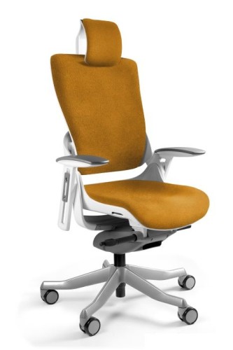 Fotel ergonomiczny WAU 2 biały stelaż tkanina PL03 Carmel - karmel.jpg