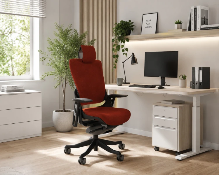 Fotel ergonomiczny WAU 2 czarny stelaż tkanina PL02 Brick - ceglasty-ARANZACJA.jpg