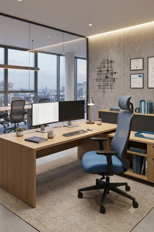 Ergonomiczny fotel biurowy ADAPTA niebieski z podłokietnikami 4D i mechanizmem SYNCHRON-aranzacja.jpg