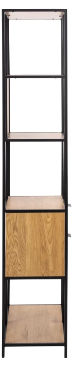Regał Seaford 77x35x185 cm – 4 półki, 2 szuflady, czarny/dąb