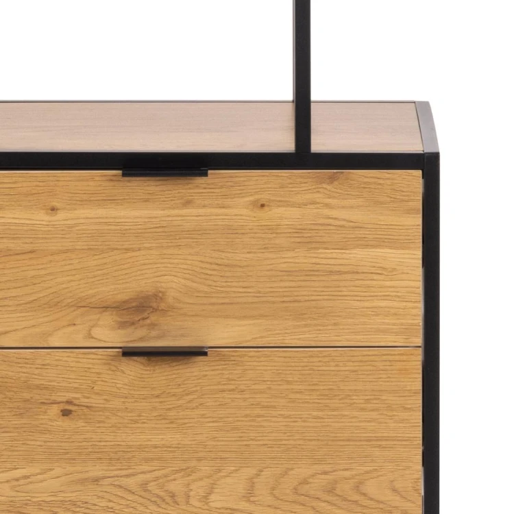 Regał Seaford 77x35x185 cm – 4 półki, 2 szuflady, czarny/dąb