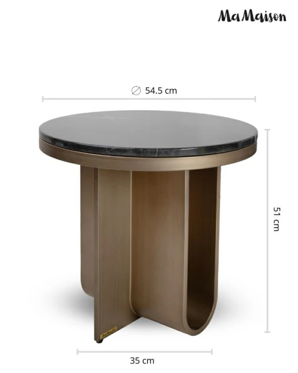Stolik kawowy HARPER 55 złoty / czarny marmur