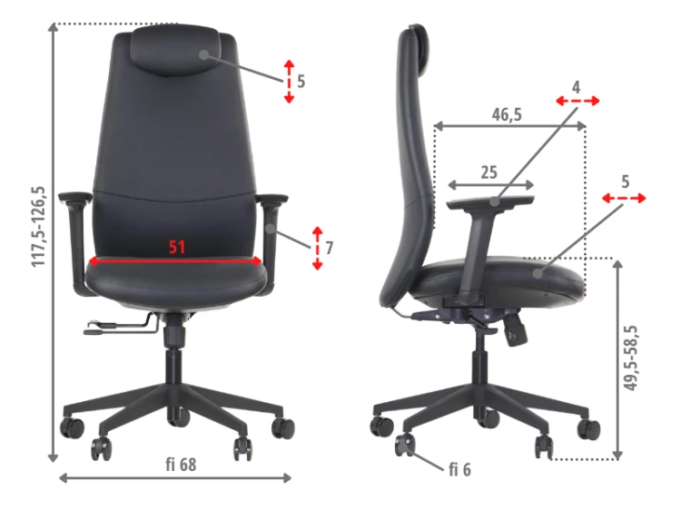 Fotel biurowy ergonomiczny SELLA czarna ekoskóra