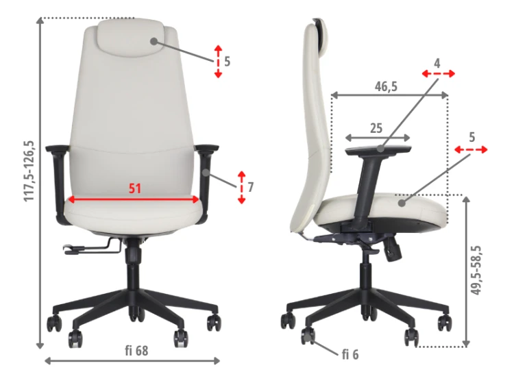 Fotel biurowy ergonomiczny SELLA beżowa ekoskóra