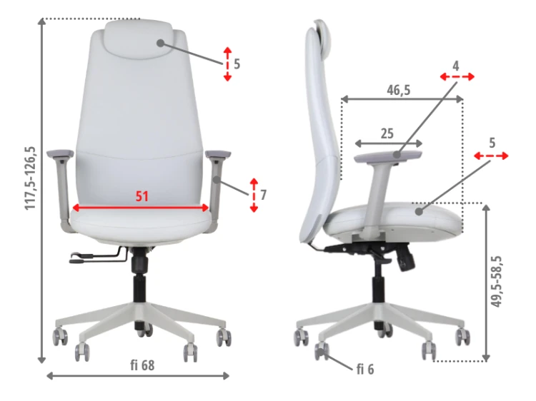 Fotel biurowy ergonomiczny SELLA GF szara ekoskóra