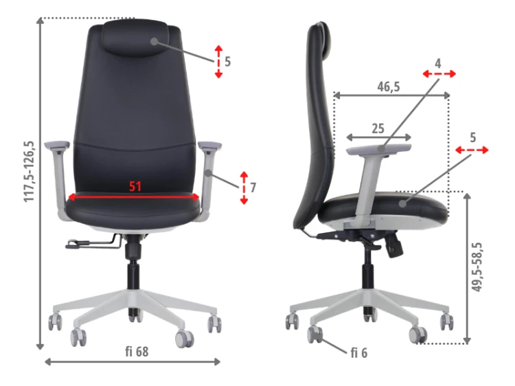 Fotel biurowy ergonomiczny SELLA GF czarna ekoskóra