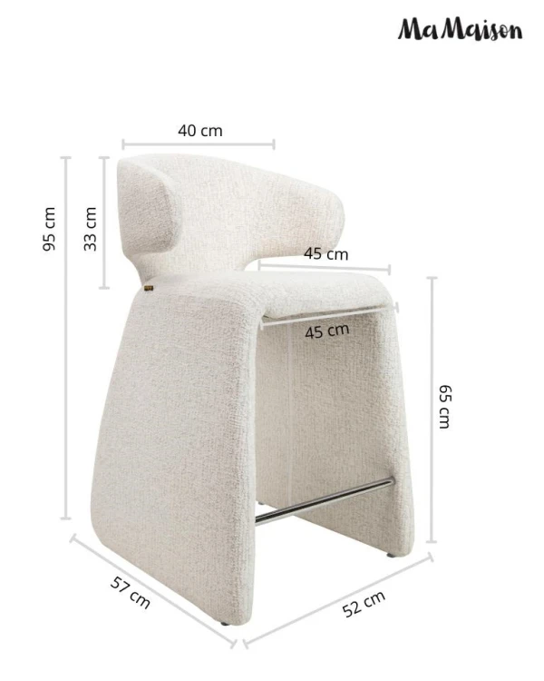 Hoker barowy EDRA tapicerowany  jasny beż 95 cm