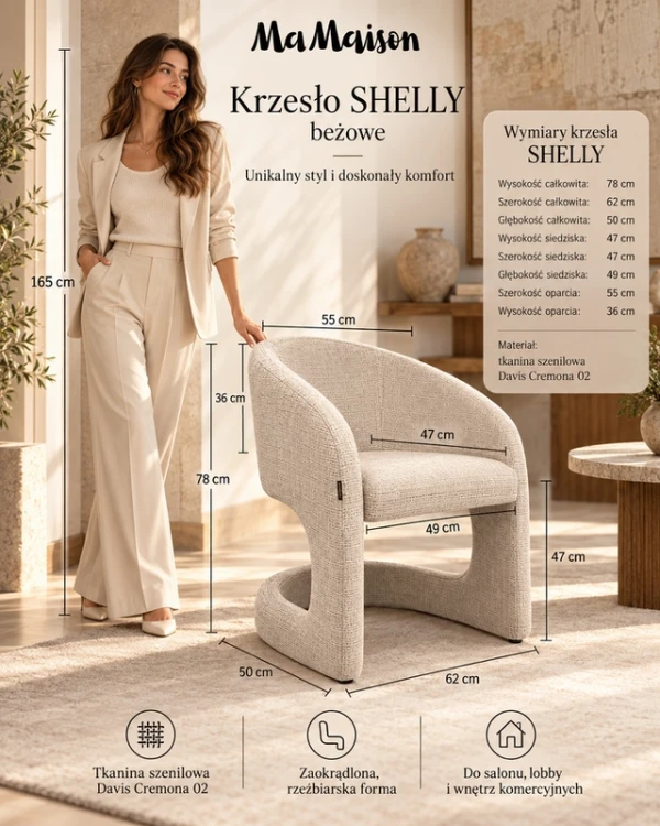 Krzesło tapicerowane SHELLY beżowe taupe z podłokietnikami (1).png