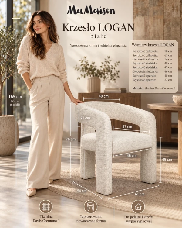 Krzesło tapicerowane LOGAN białe z podłokietnikami (1).png