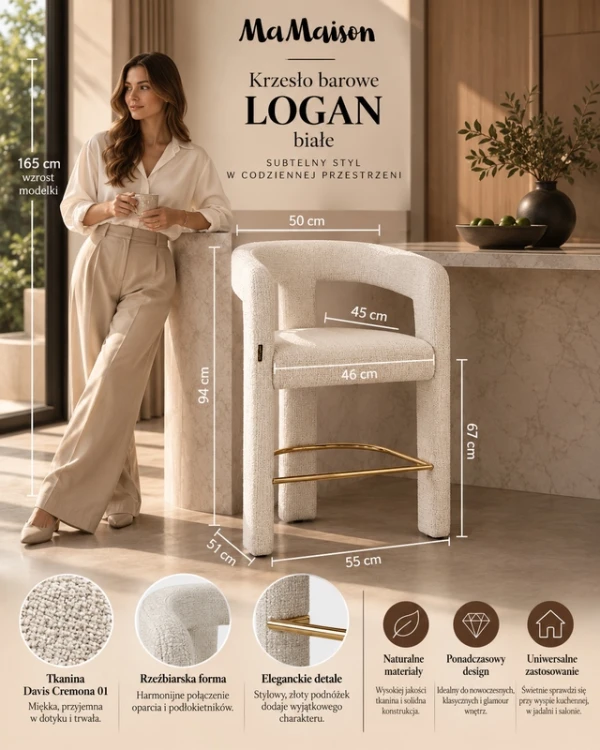 Hoker barowy LOGAN biały tapicerowany z podłokietnikami 94 cm (1).png