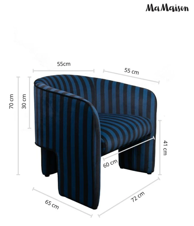 Fotel wypoczynkowy designerski JOLIE granatowo czarny welurowy