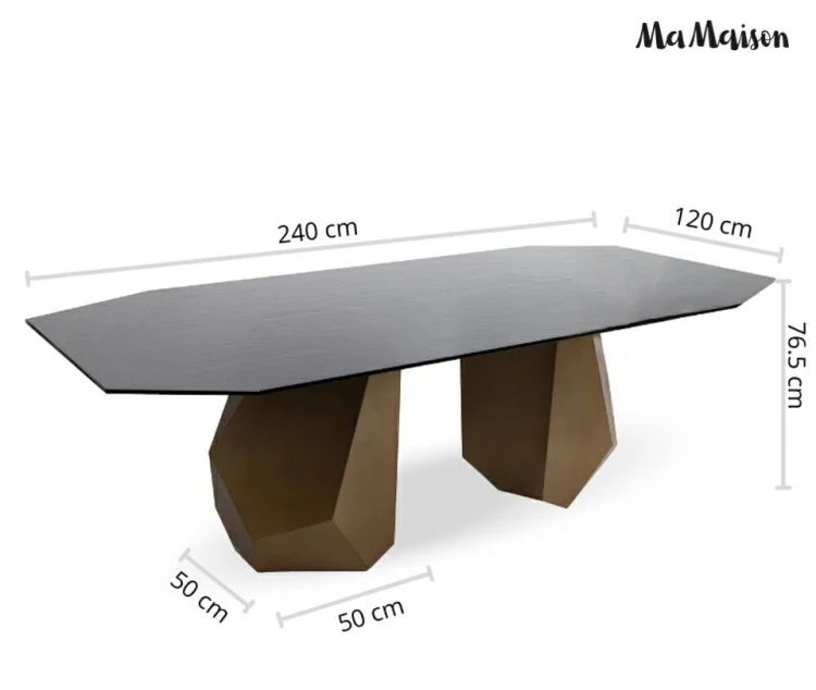 Stół jadalniany CELESTE 240 cm czarny ze złotą podstawą