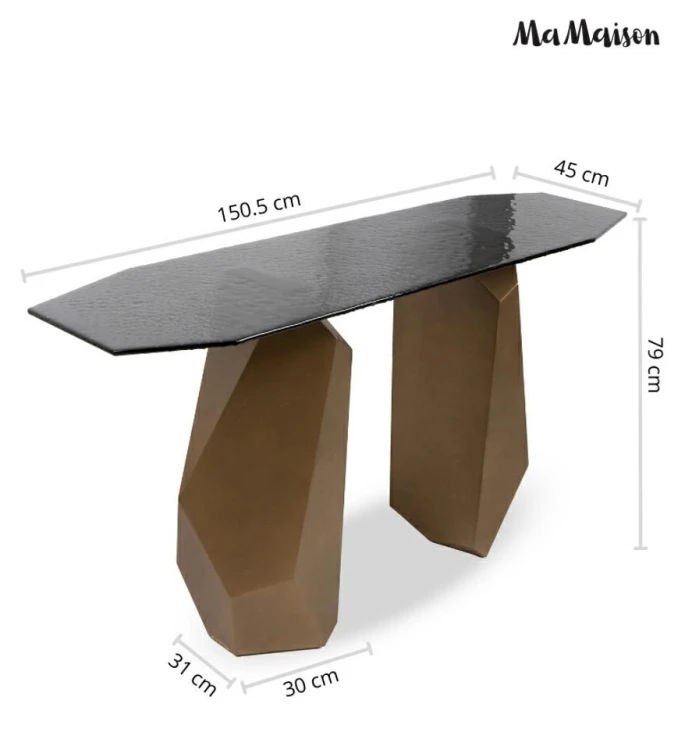 Konsola CELESTE 150 cm czarna ze złotą podstawą