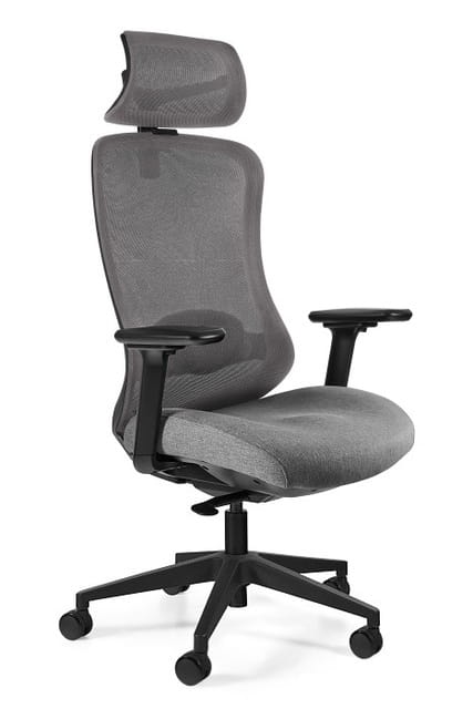 Fotel ergonomiczny ADAPTA szary z zagłówkiem