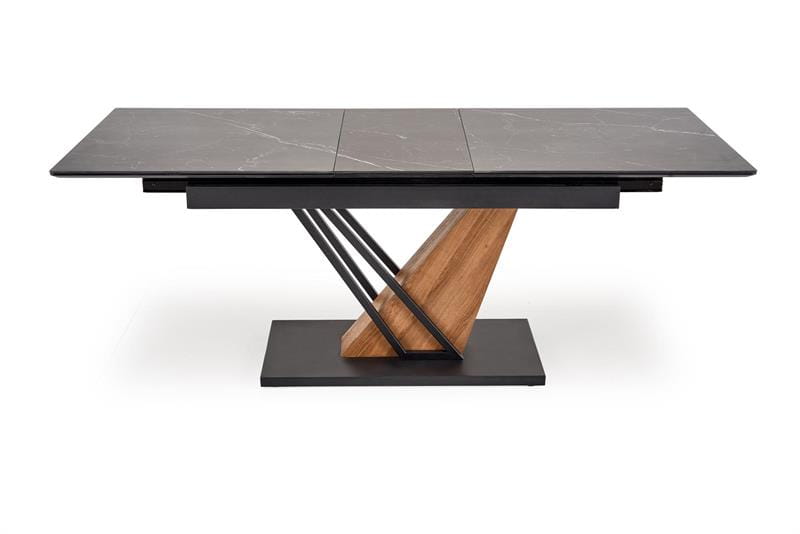 Stół rozkładany VOLANT 140 blat - czarny marmur, nogi - dąb złoty czarny