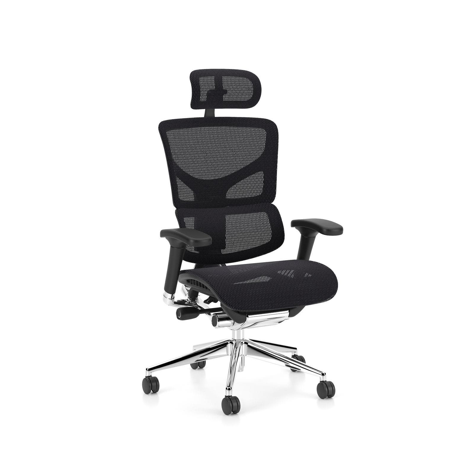 Fotel biurowy ergonomiczny ERGO1 MESH HRT czarny z zagłówkiem