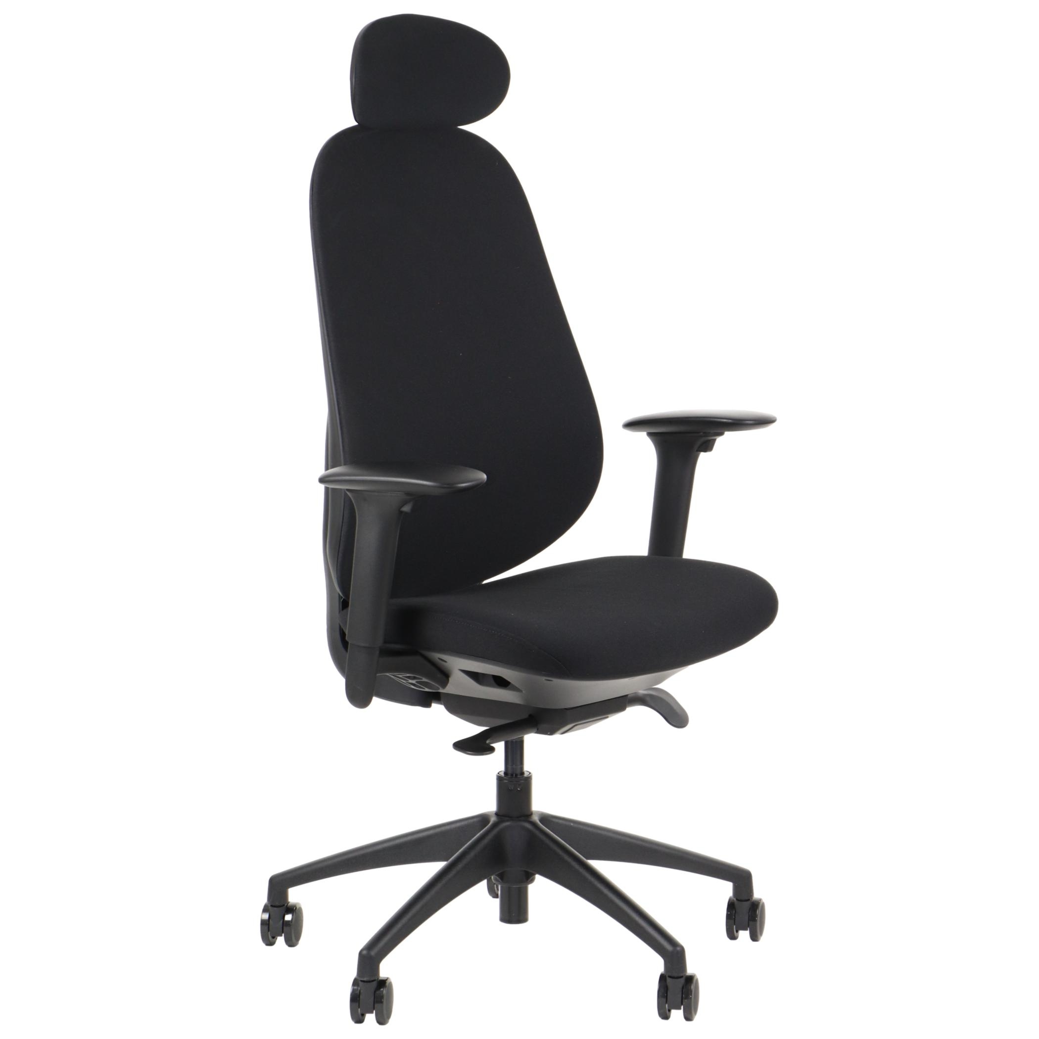 Fotel ergonomiczny LARSTON czarny z wysuw siedziska z zagłówkiem BHP