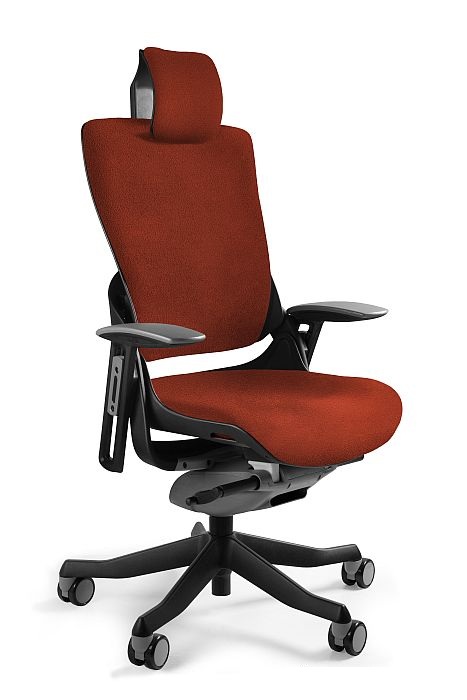 Fotel ergonomiczny WAU 2 czarny stelaż tkanina PL02 Brick - ceglasty